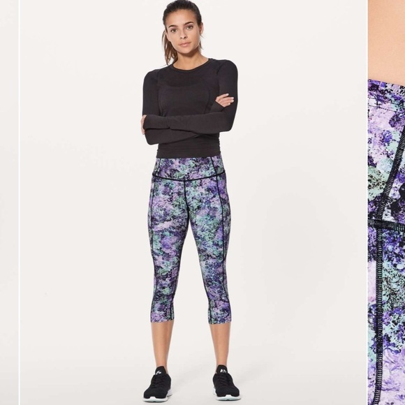 Lululemon - Fast & Free Crop II Nulux 19" - Vivid Vision Multi Black - Size 4 - Picture 3 of 12
